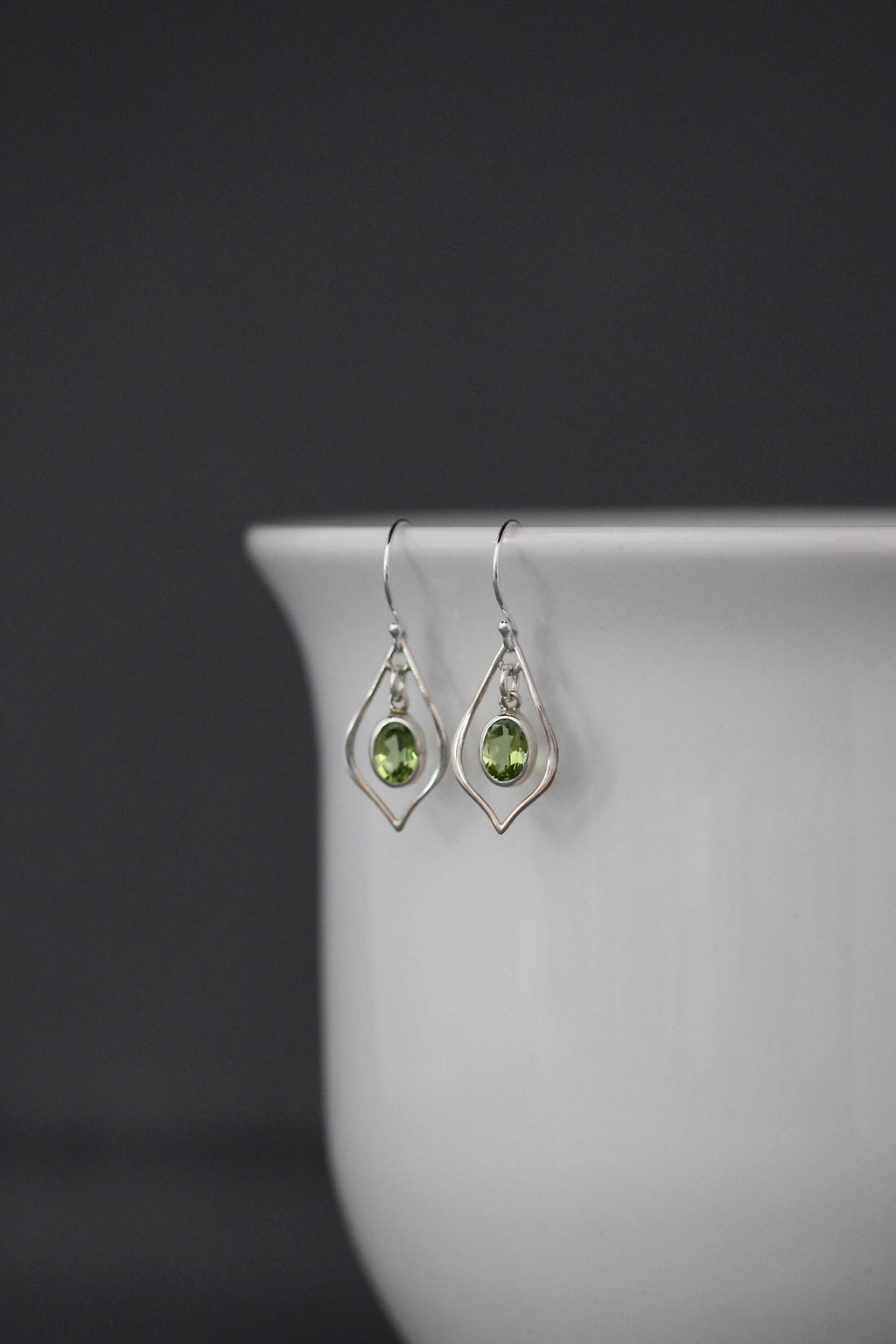 Oval-Cut Peridot and Bali Silver Earrings