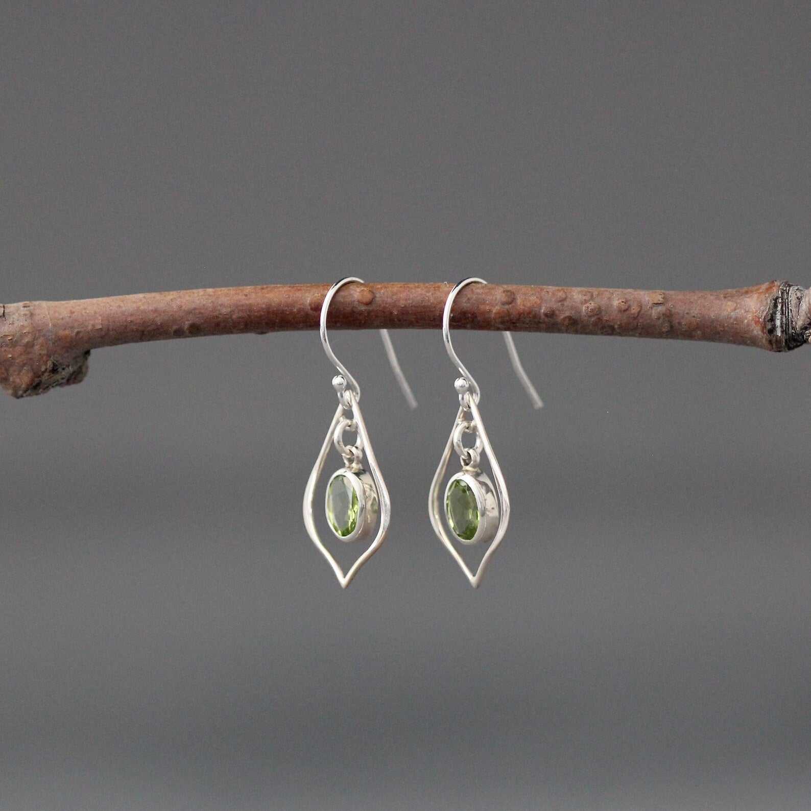 Oval-Cut Peridot and Bali Silver Earrings