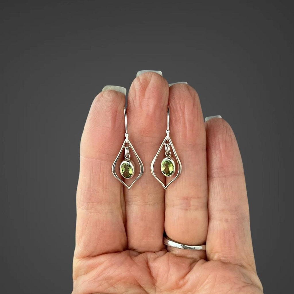 Oval-Cut Peridot and Bali Silver Earrings