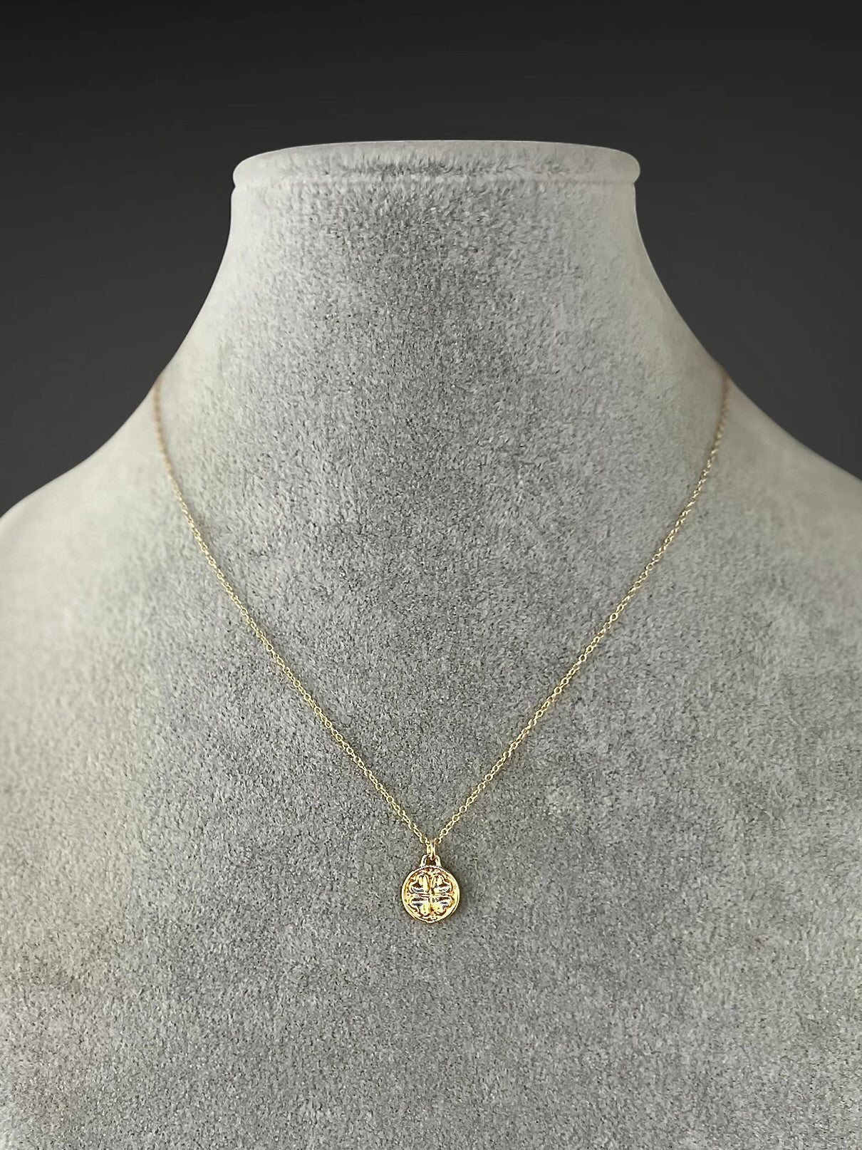 24k Gold Vermeil Heart Clover Charm Necklace