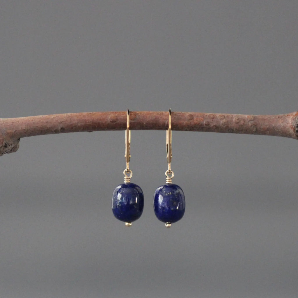 Smooth Blue Lapis Jewelry Set on 14k Gold Filled