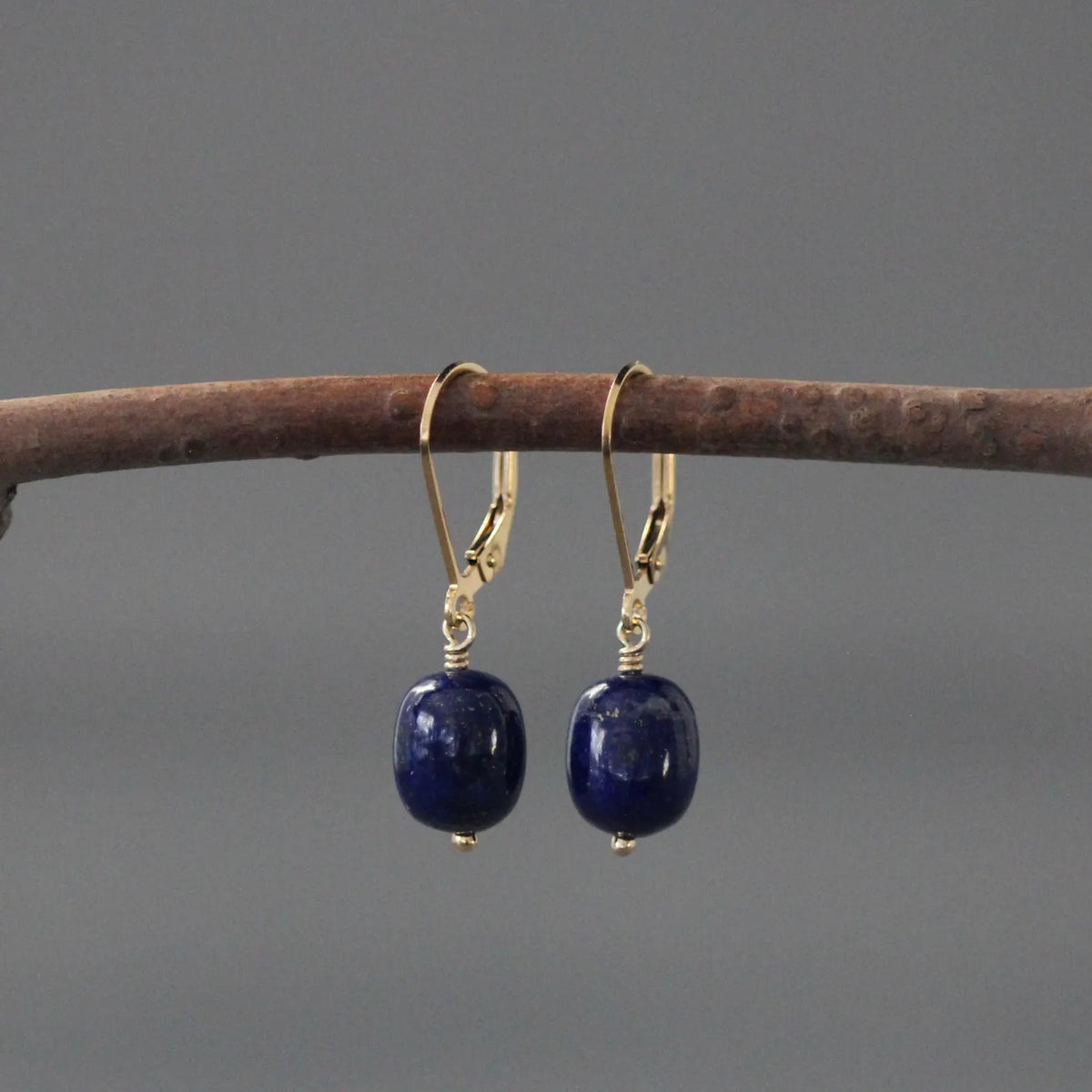 Smooth Blue Lapis Jewelry Set on 14k Gold Filled