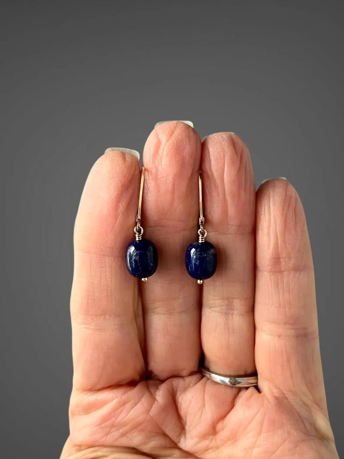 Smooth Blue Lapis Jewelry Set on 14k Gold Filled