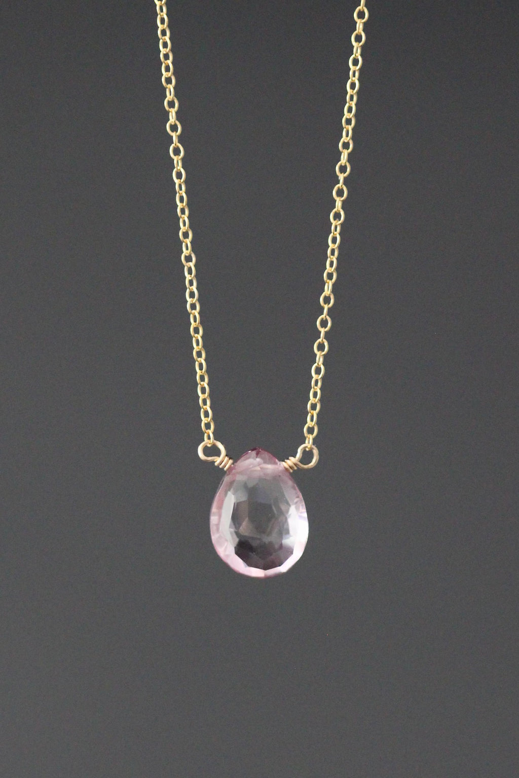 Mystic Quartz Teardrop Pendant Necklace on 14k Gold Filled Chain