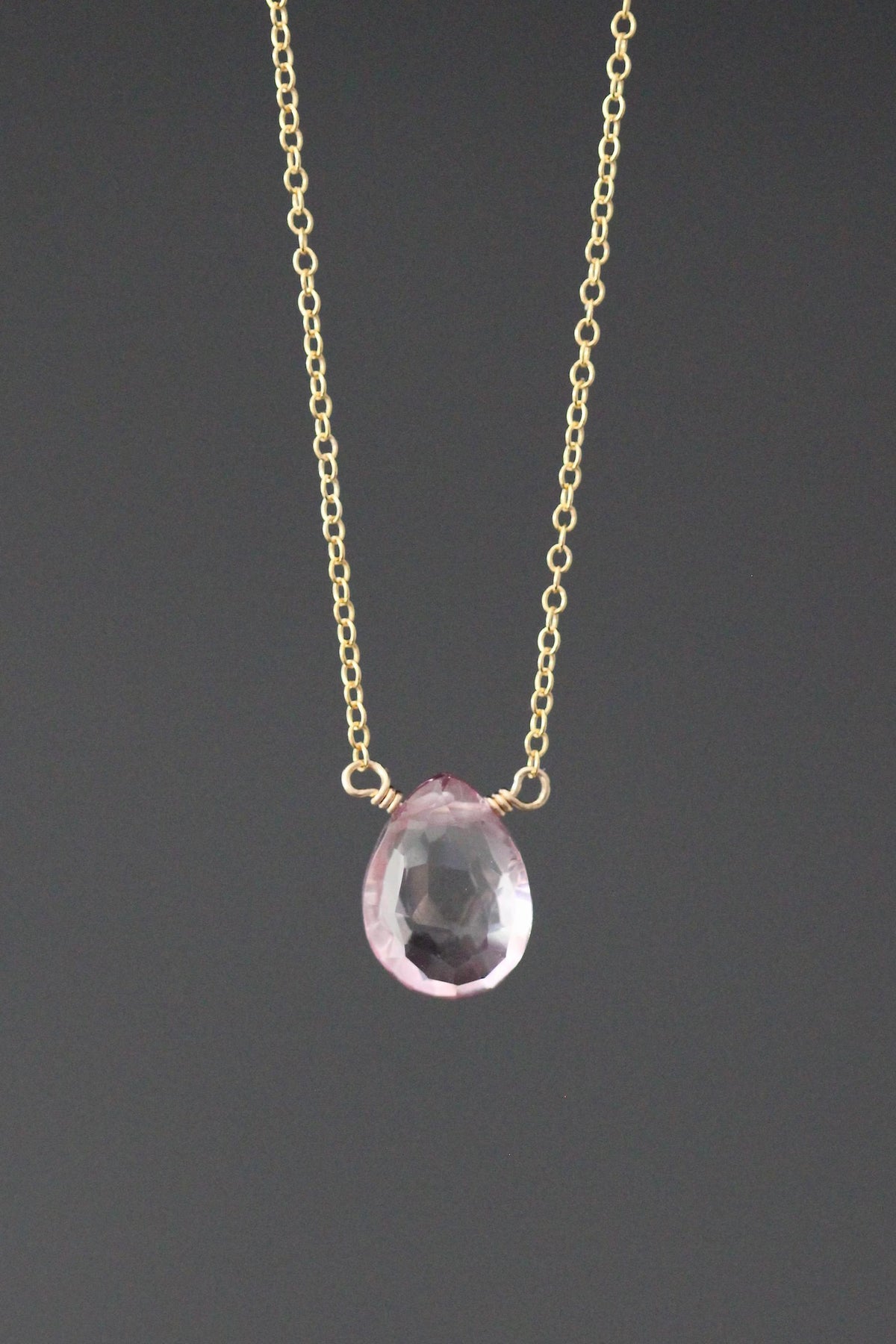 Mystic Quartz Teardrop Pendant Necklace on 14k Gold Filled Chain