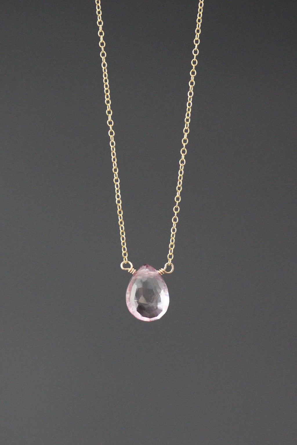 Mystic Quartz Teardrop Pendant Necklace on 14k Gold Filled Chain