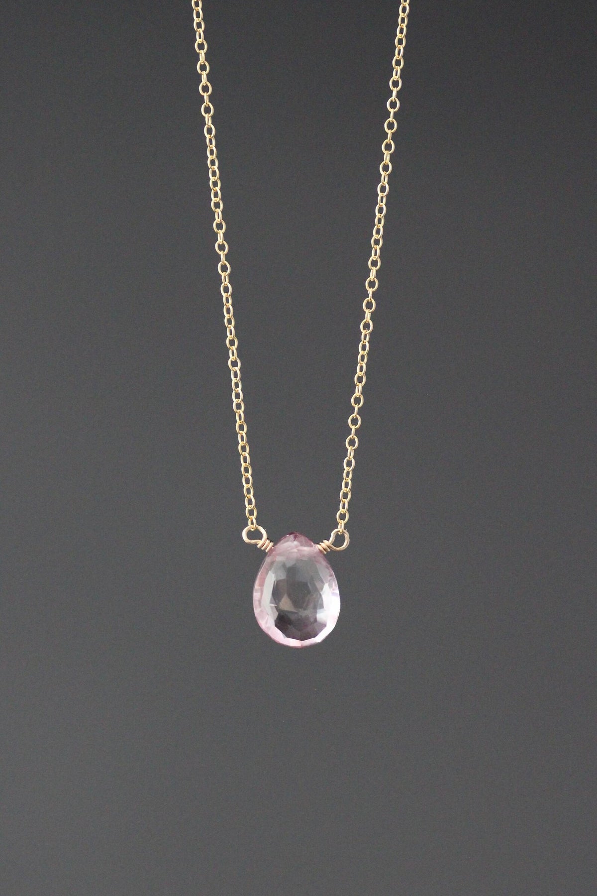 Mystic Quartz Teardrop Pendant Necklace on 14k Gold Filled Chain