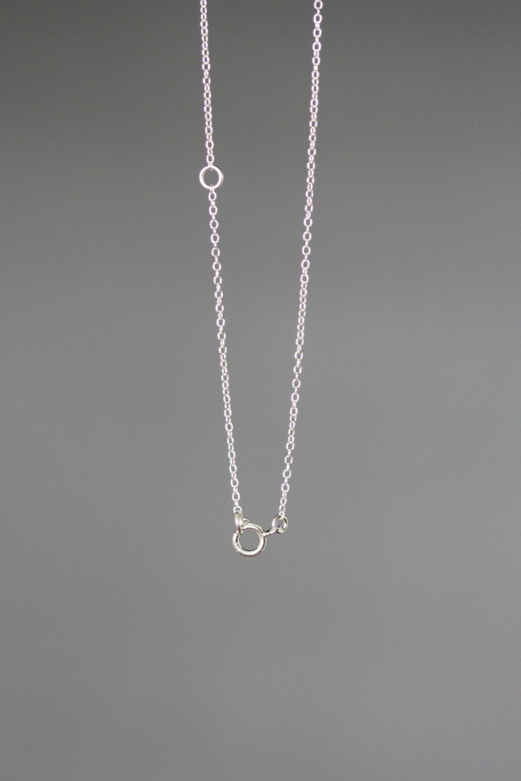 Sterling silver chain necklace with butterfly charm pendant and circular clasp ring