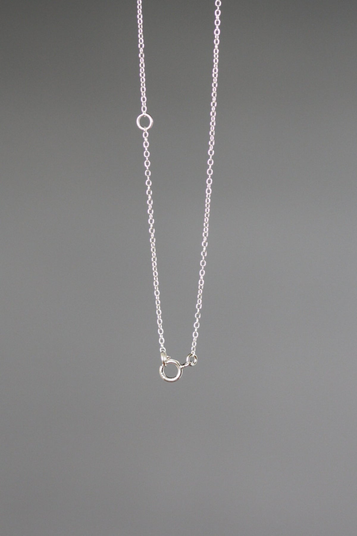 Sterling silver chain necklace with butterfly charm pendant and circular clasp ring