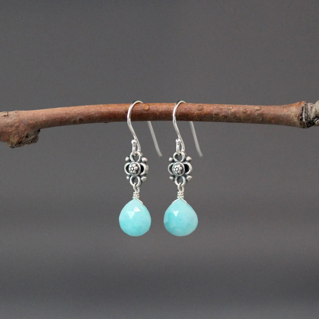 Amazonite Teardrop Earrings on Sterling Silver