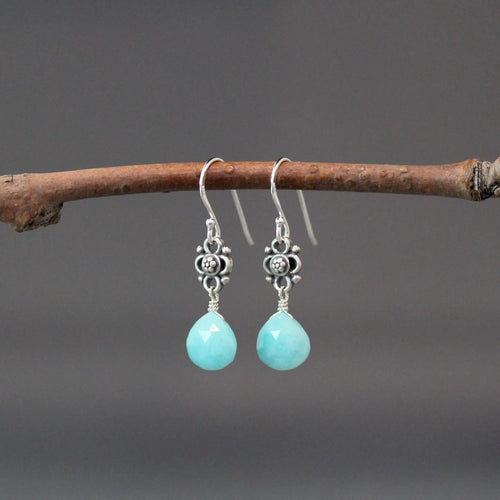 Amazonite Teardrop Earrings on Sterling Silver