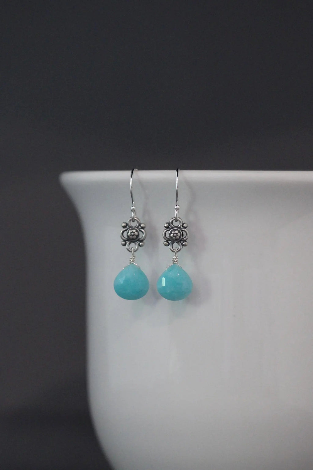 Amazonite Teardrop Earrings on Sterling Silver
