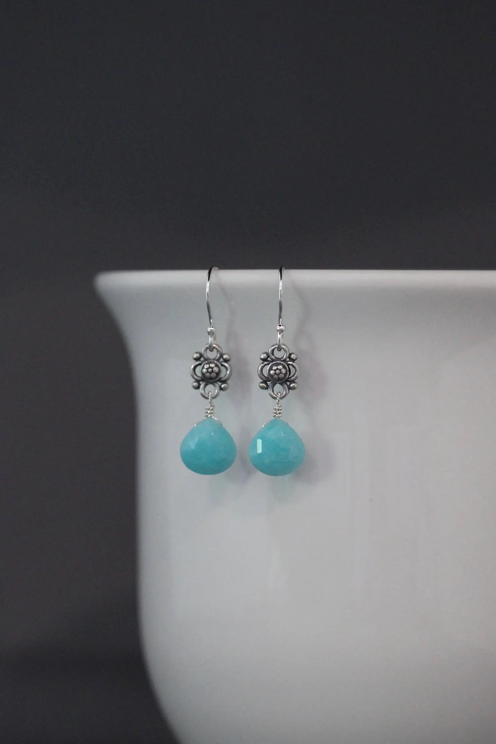 Amazonite Teardrop Earrings on Sterling Silver