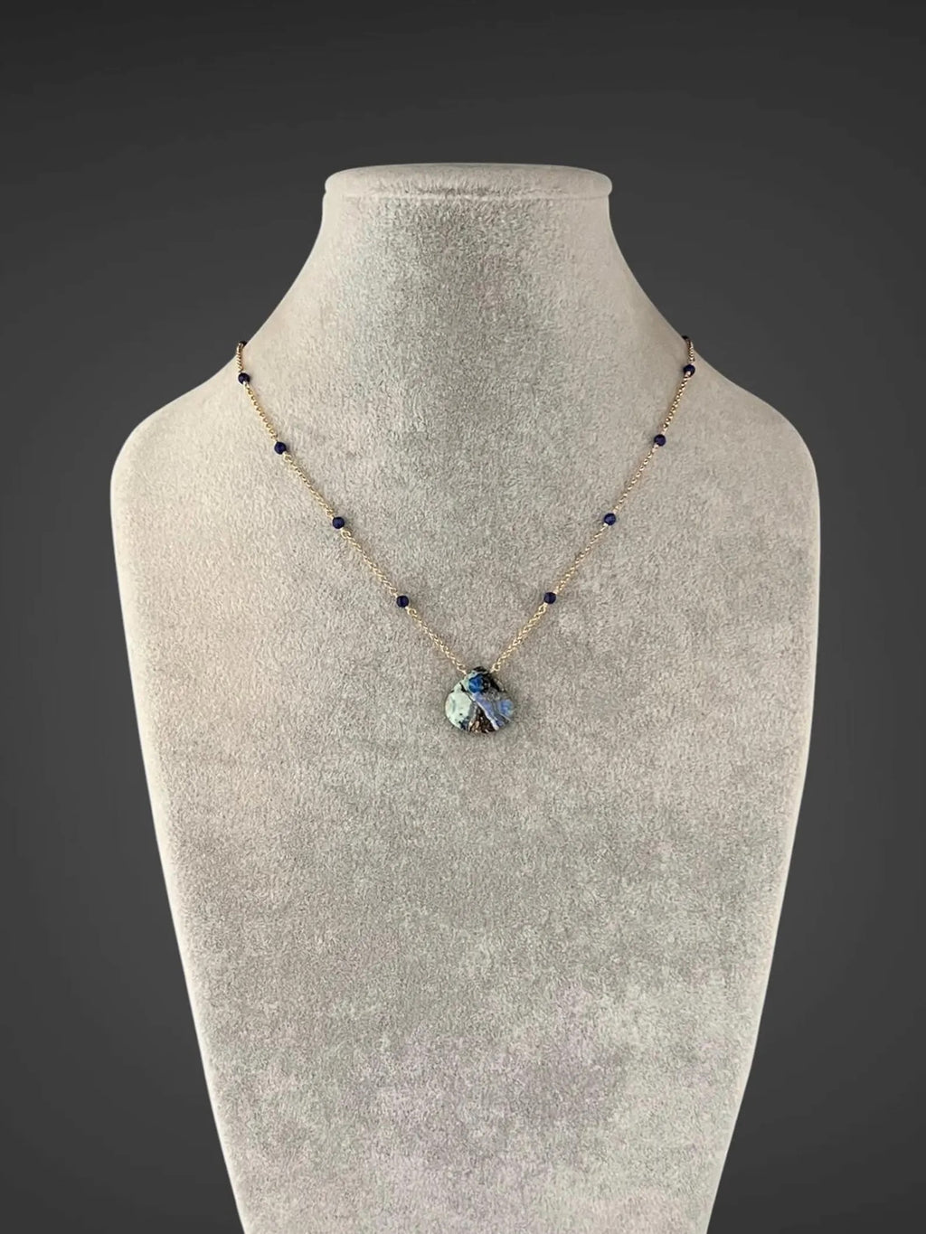 Blue Azurite Turquoise and Blue Lapis Necklace on 14k Gold Filled