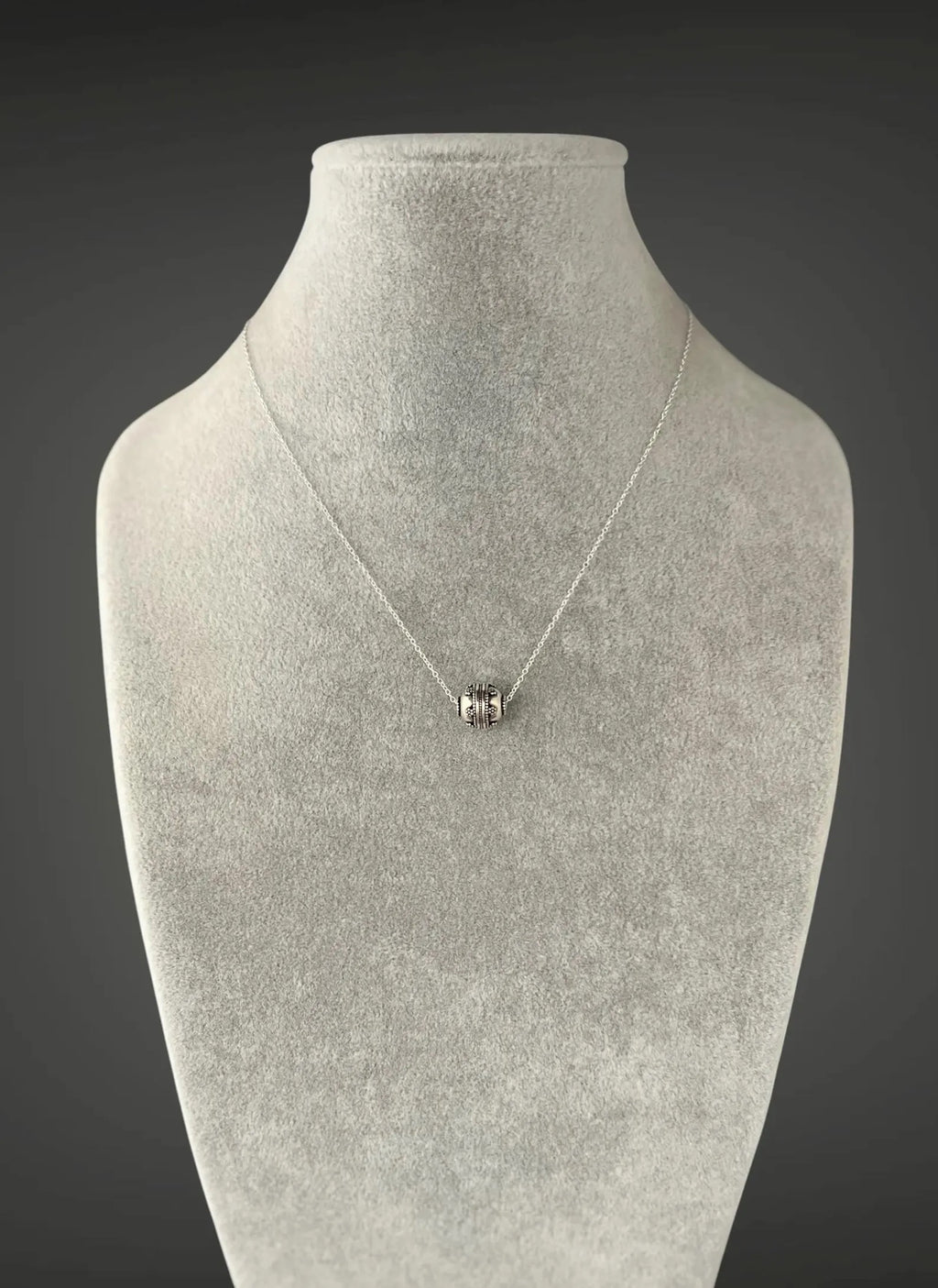 Bali Silver Bead Necklace on Silver Chain