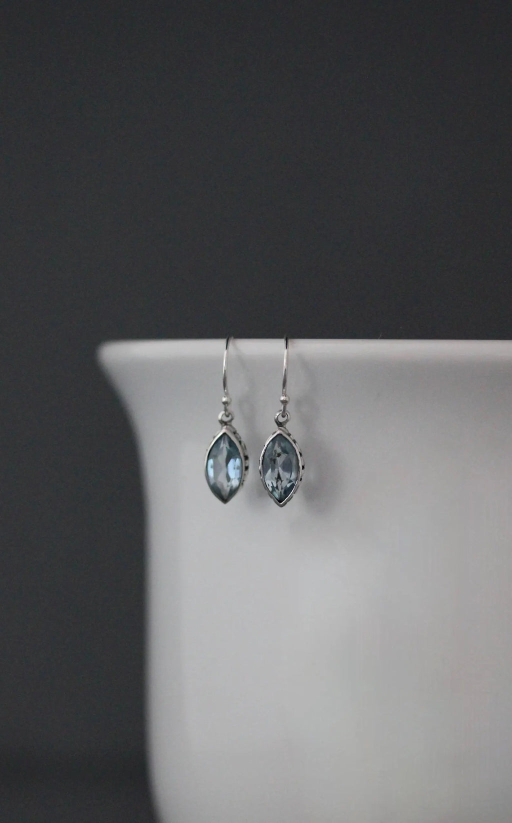Bali Silver and Marquise-Cut Blue Topaz Earrings