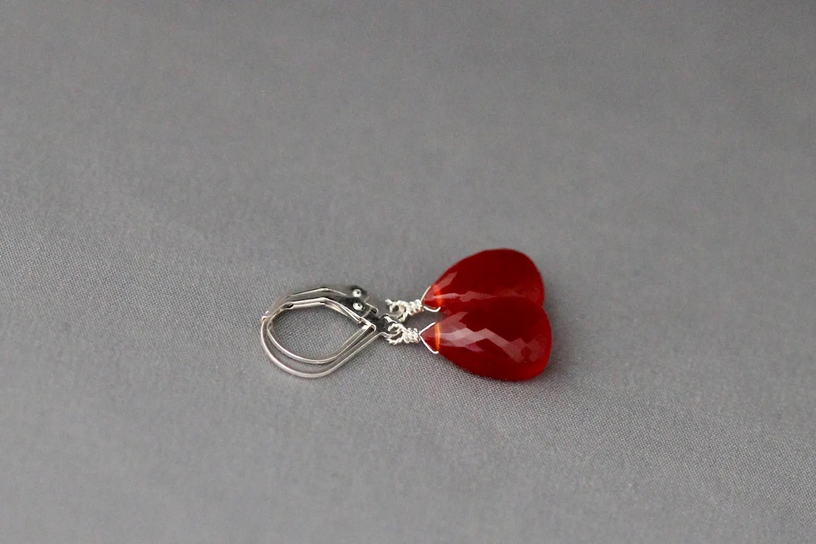 Carnelian Teardrop and Sterling Silver Earrings