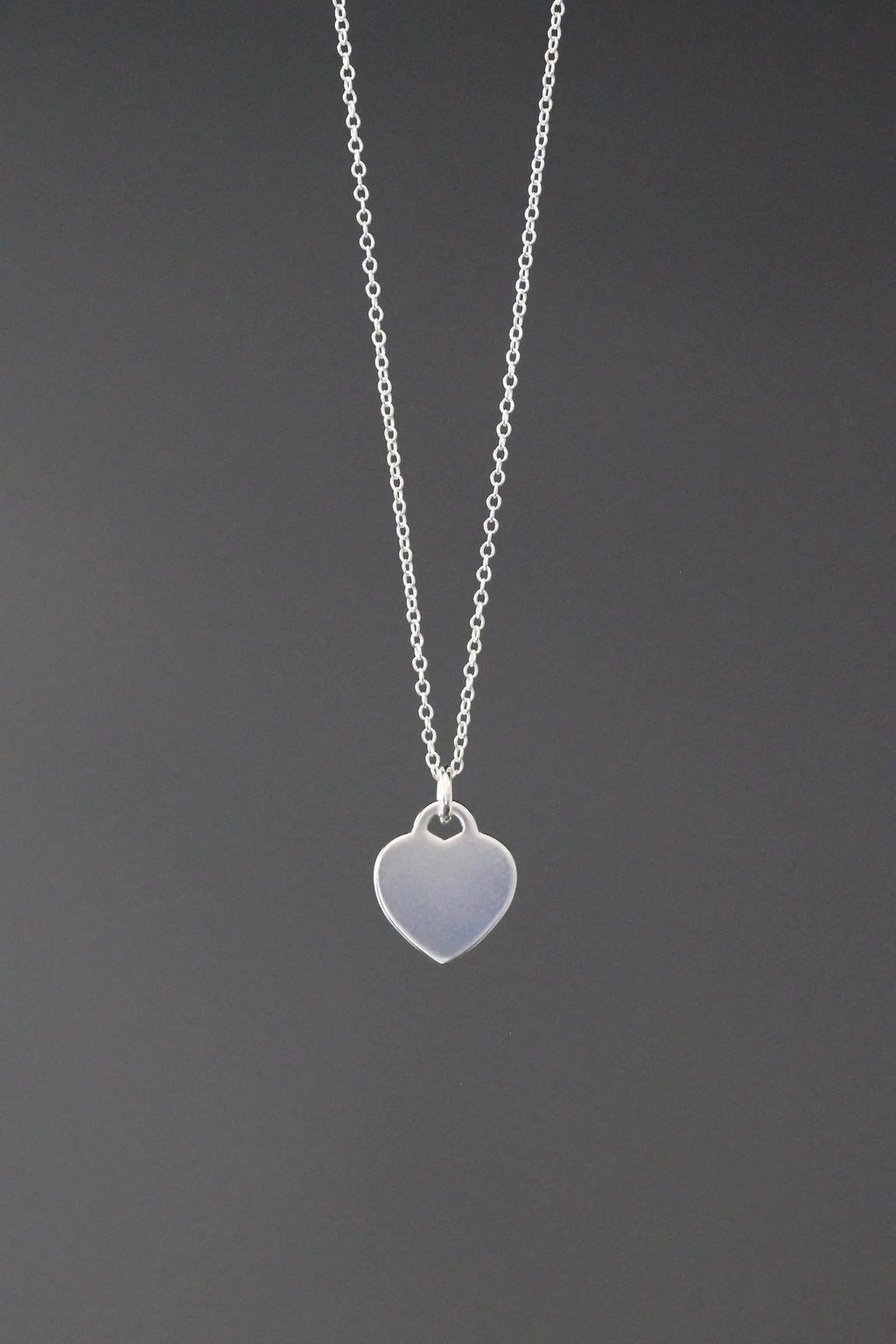 Medium Silver Heart Tag Charm Necklace
