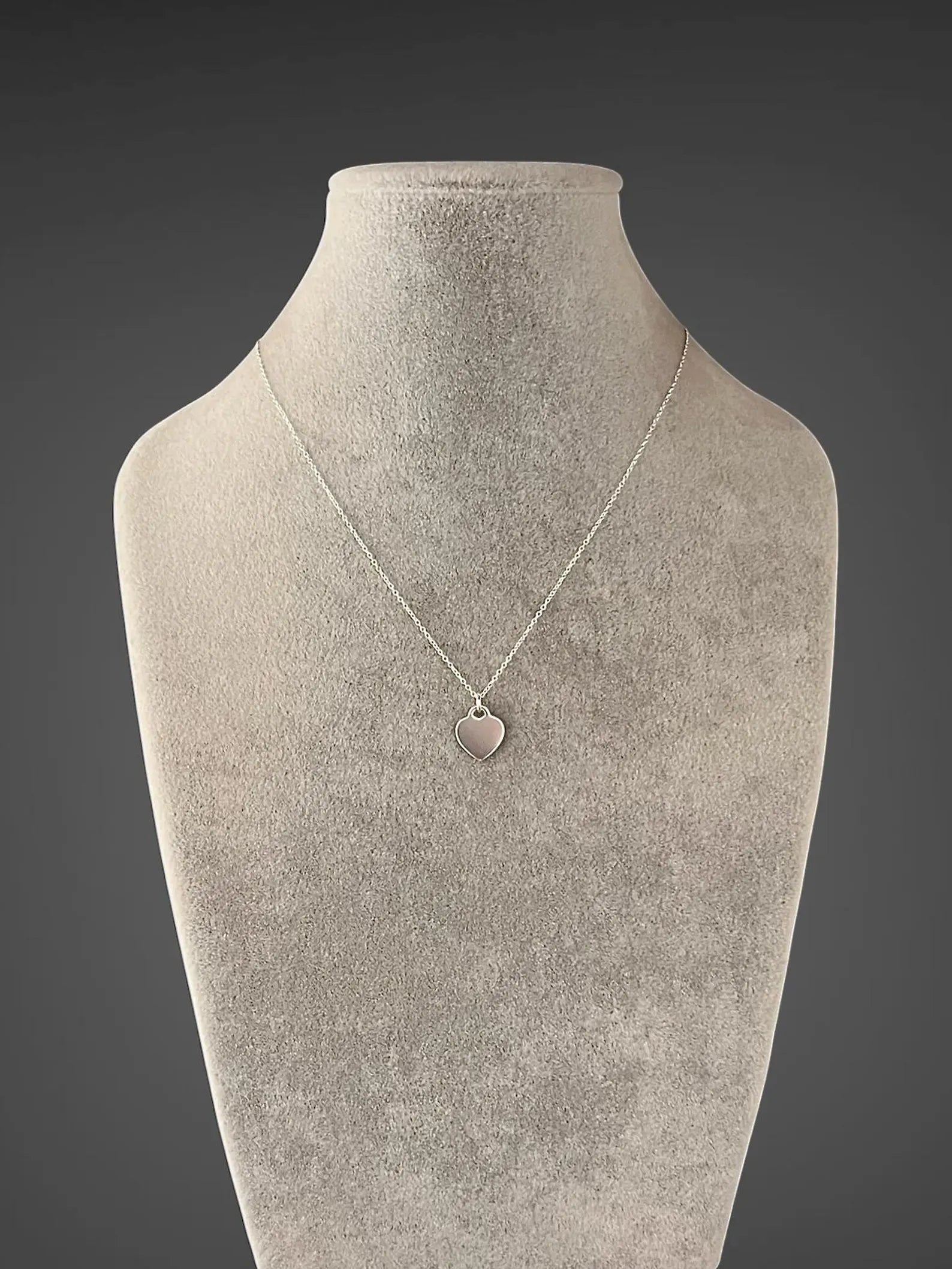 Medium Silver Heart Tag Charm Necklace