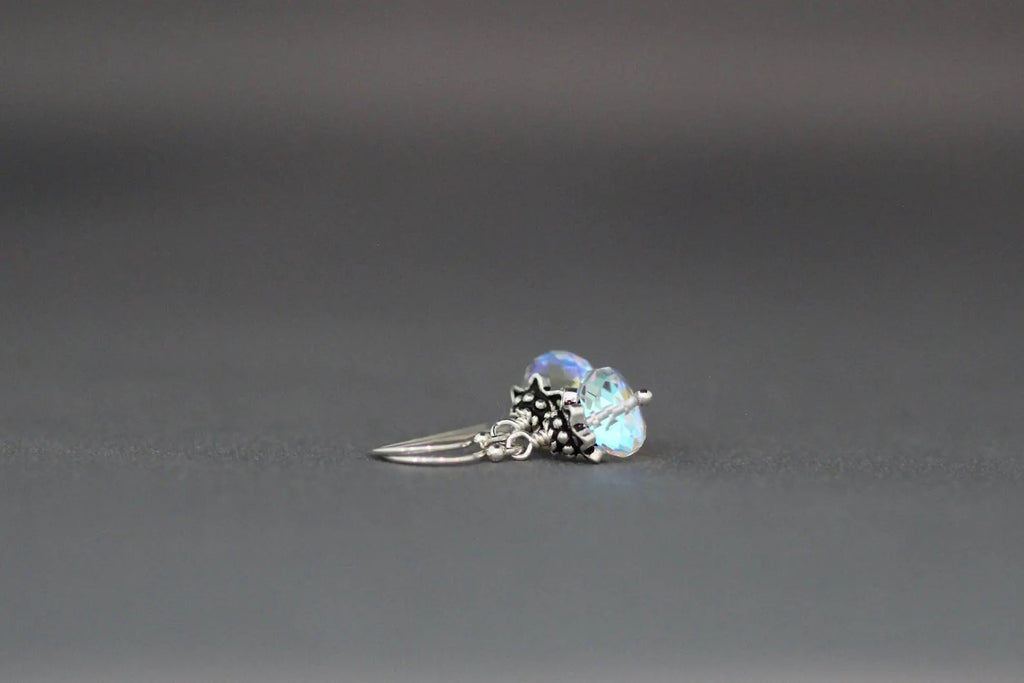 Fire Rainbow Moonstone Quartz and Bali Silver Earrings