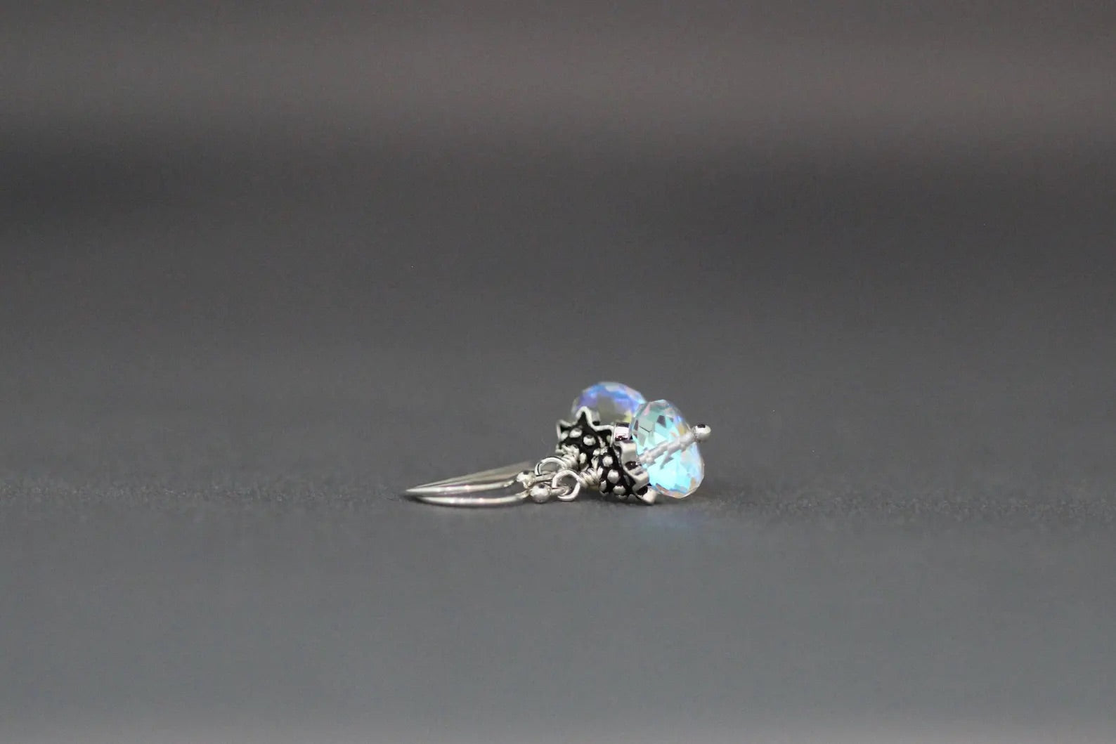 Fire Rainbow Moonstone Quartz and Bali Silver Earrings