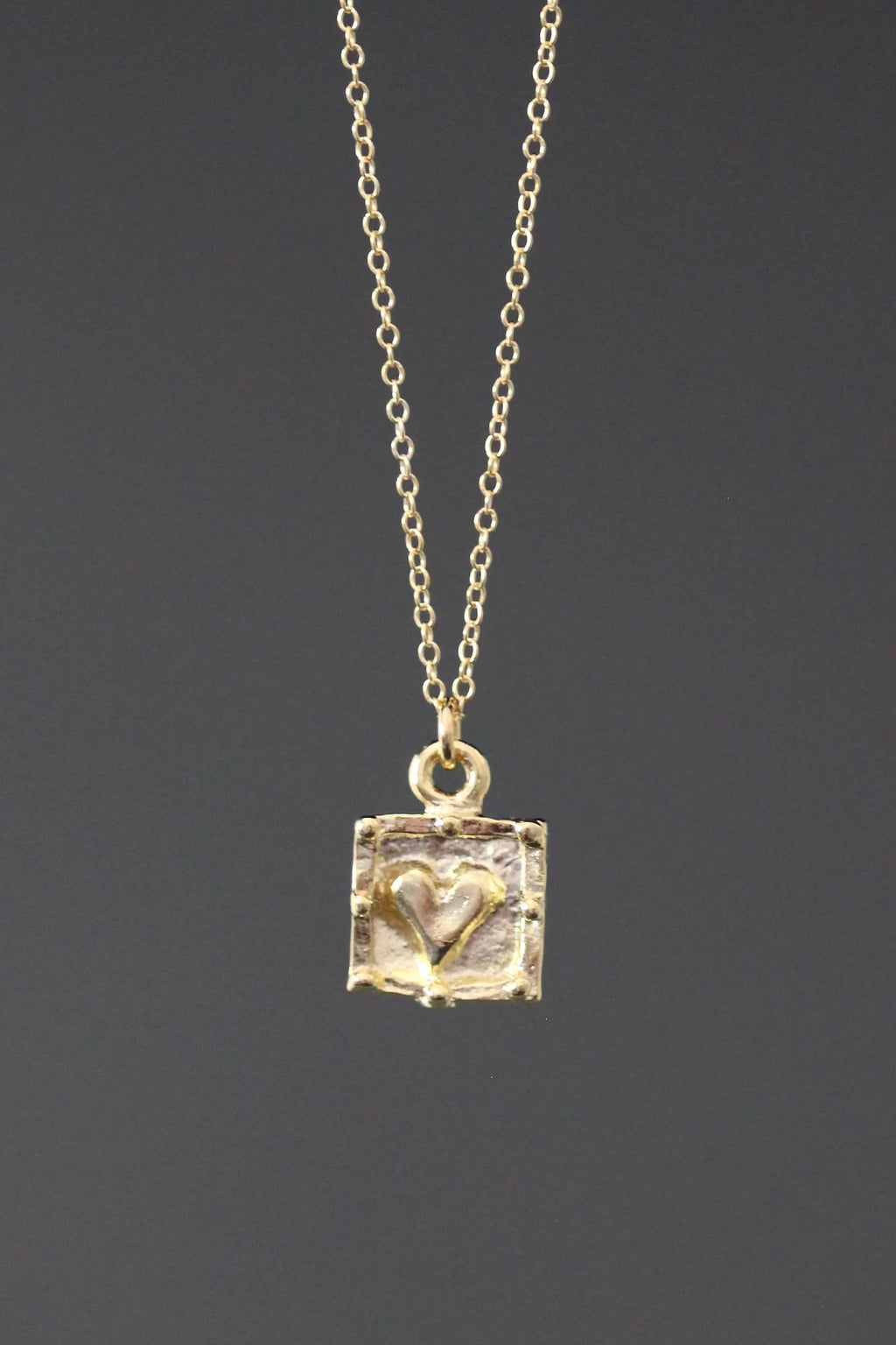 Gold Vermeil Heart Charm Pendant Necklace