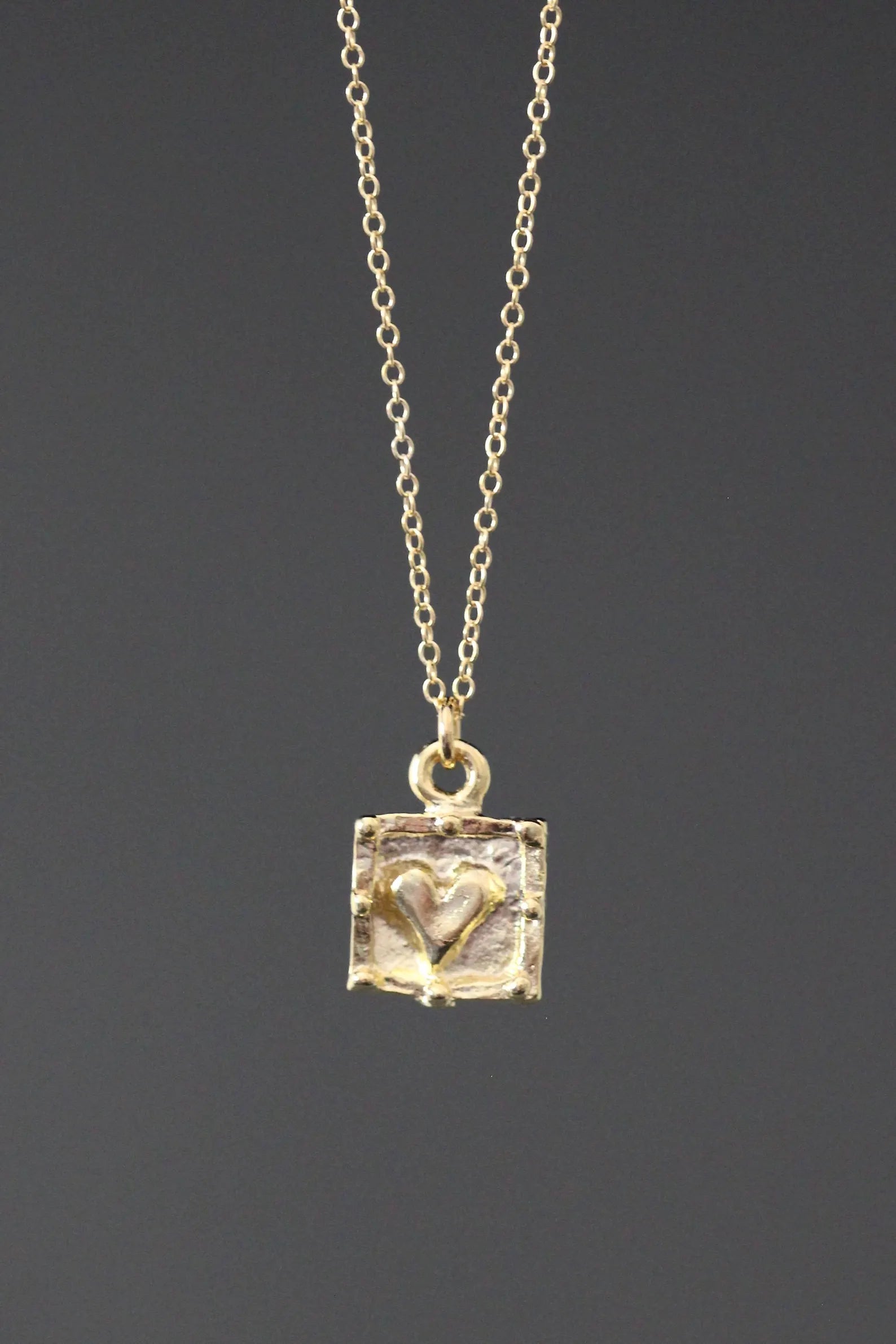 Gold Vermeil Heart Charm Pendant Necklace