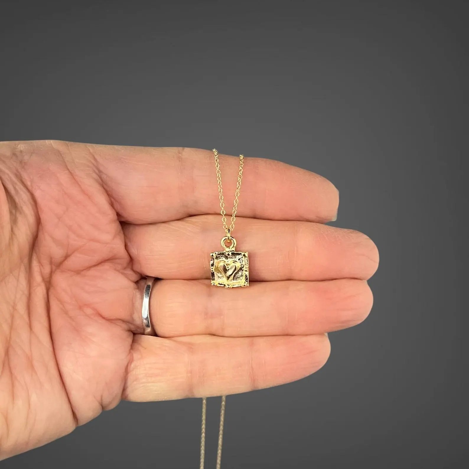 Gold Vermeil Heart Charm Pendant Necklace