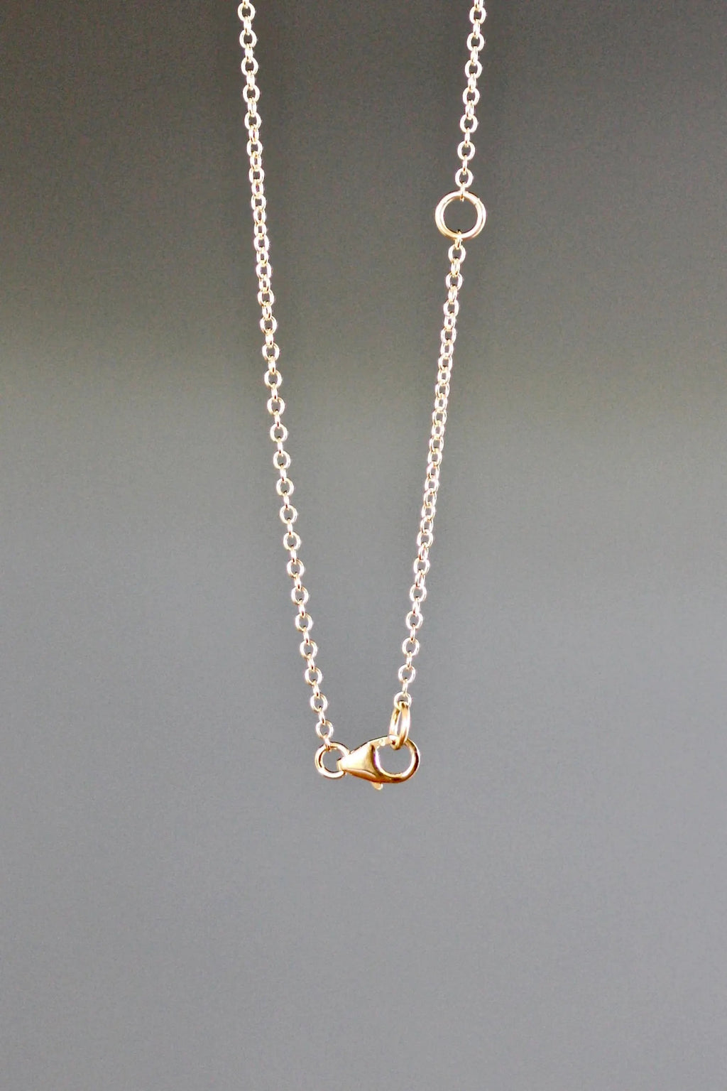 Gold necklace with a clasp on a gray background