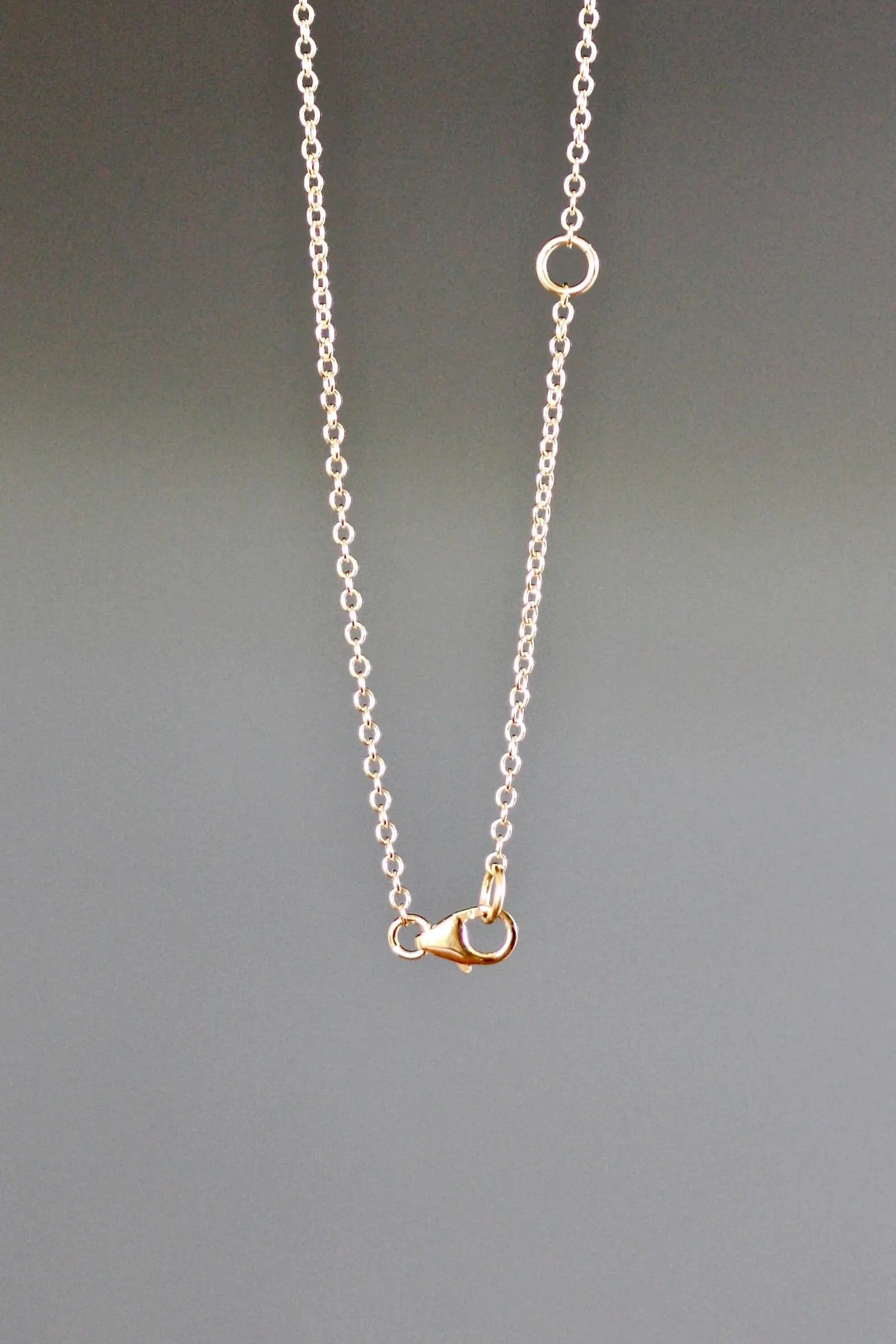 Gold necklace with a clasp on a gray background