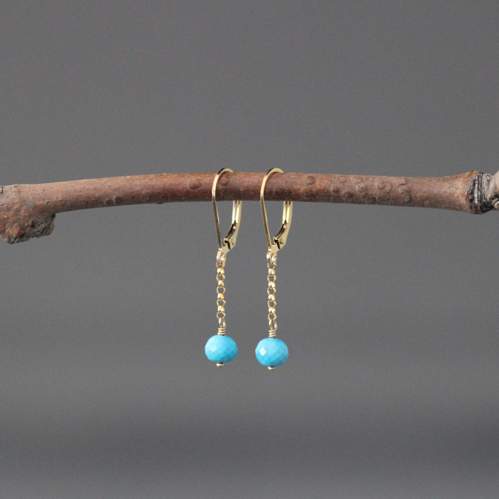 Graduated Blue Turquoise Jewelry Set on 14k Gold Filled Chain