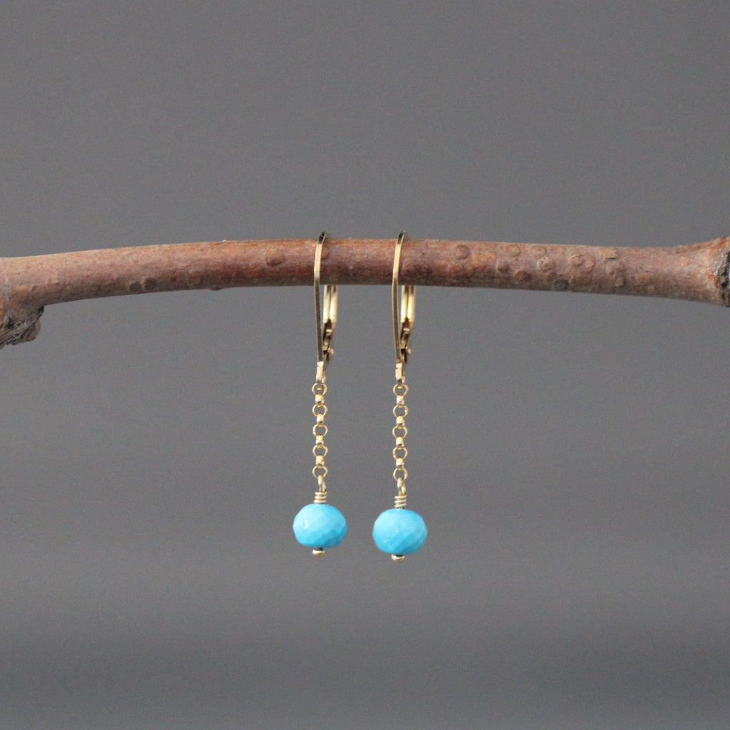 Graduated Blue Turquoise Jewelry Set on 14k Gold Filled Chain