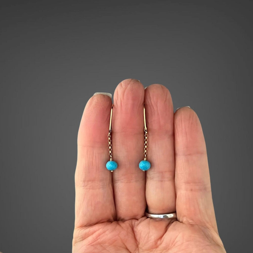 Graduated Blue Turquoise Jewelry Set on 14k Gold Filled Chain