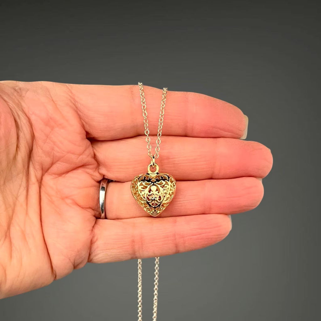 Gold Vermeil Filigree Heart Pendant Necklace