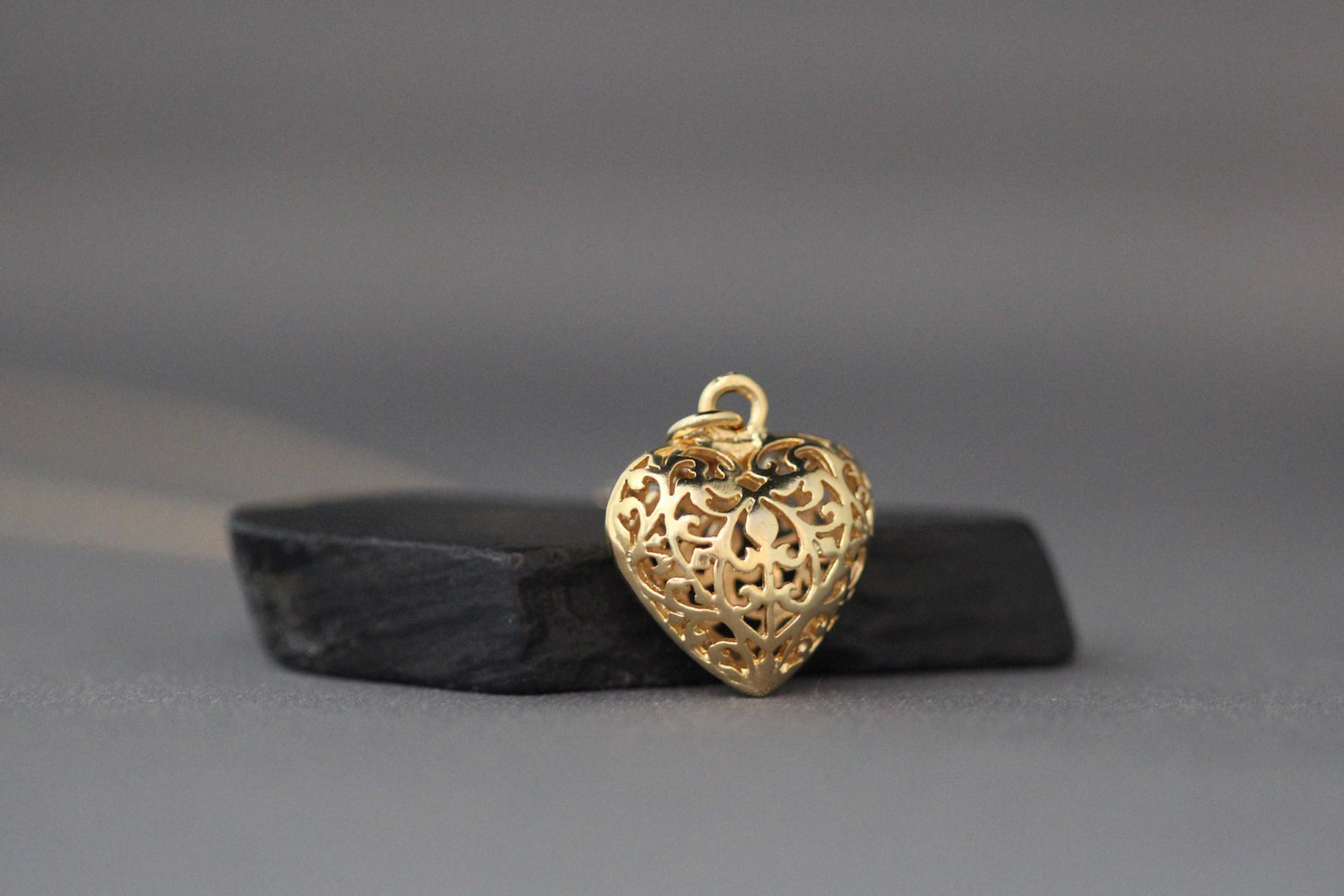 Gold Vermeil Filigree Heart Pendant Necklace