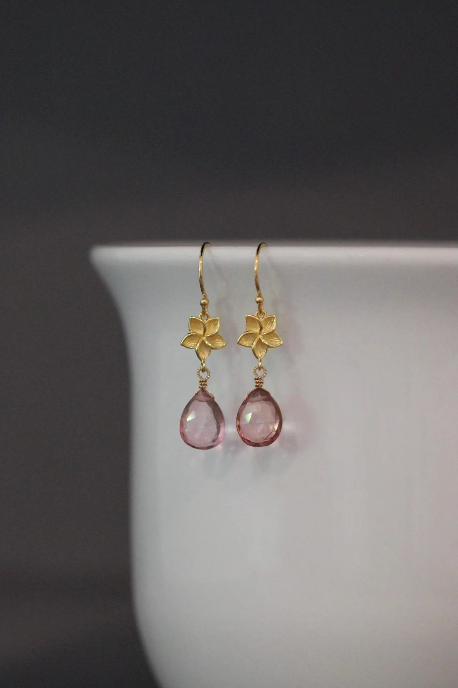 Romantic Pink Mystic Quartz Flower Drop Earrings