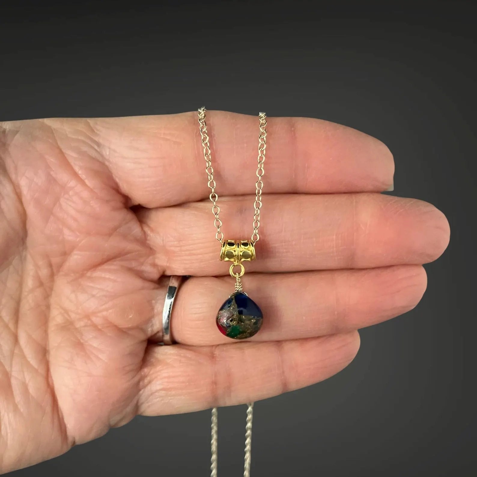 Mojave Copper Turquoise and Gold Pendant Necklace