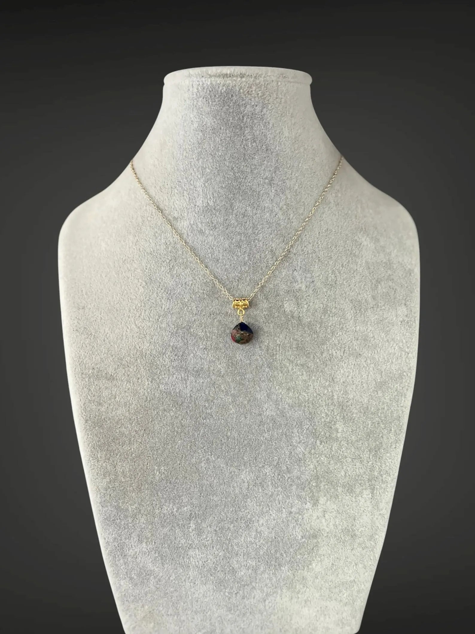 Mojave Copper Turquoise and Gold Pendant Necklace