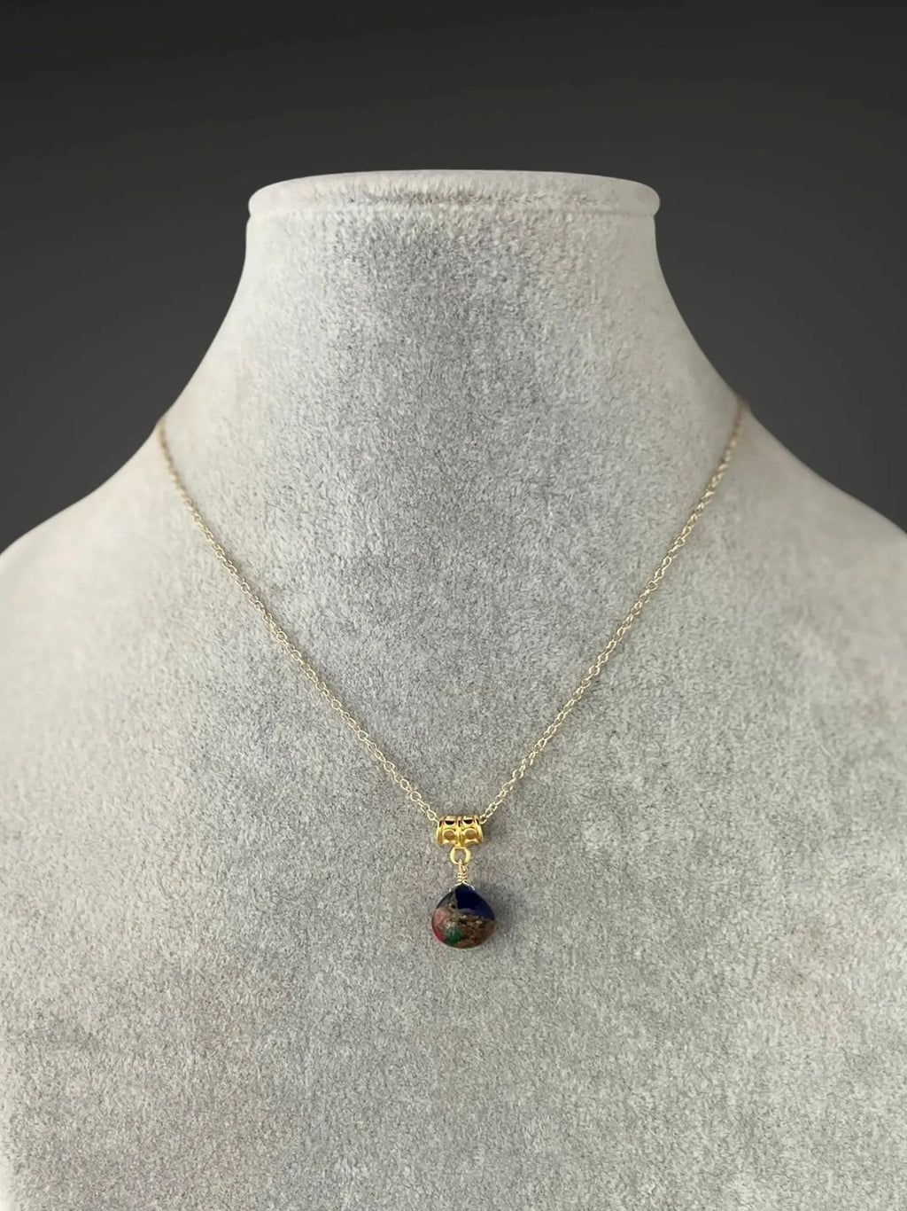 Mojave Copper Turquoise and Gold Pendant Necklace