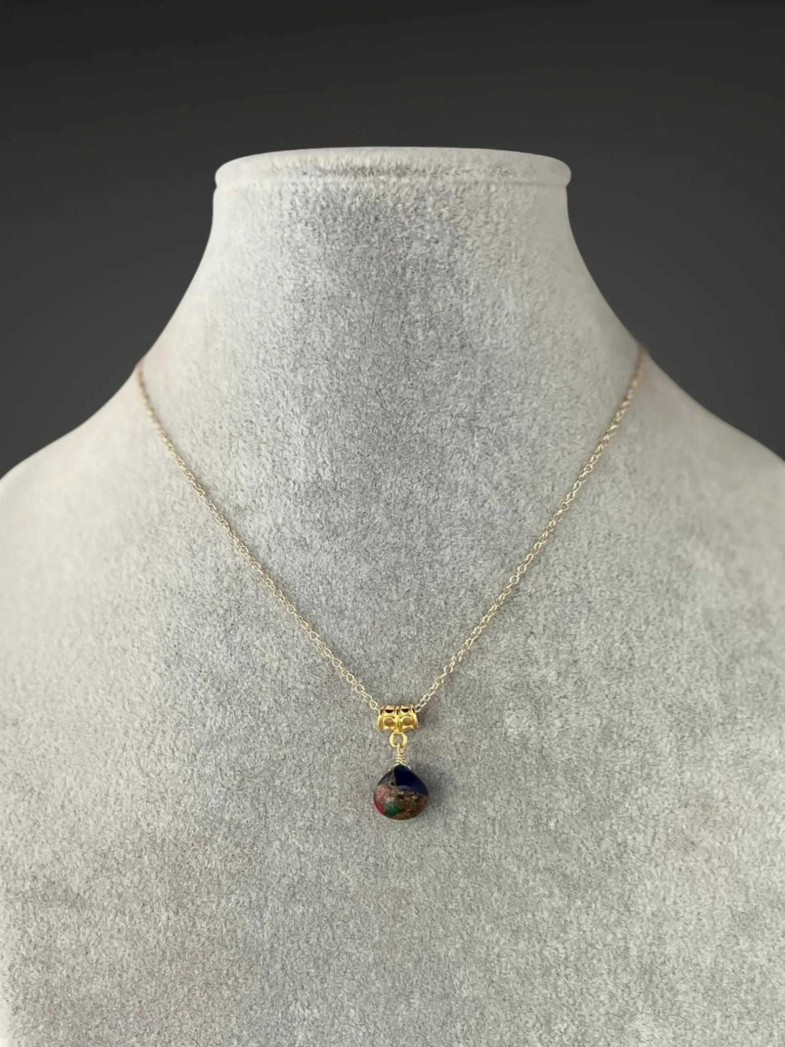 Mojave Copper Turquoise and Gold Pendant Necklace