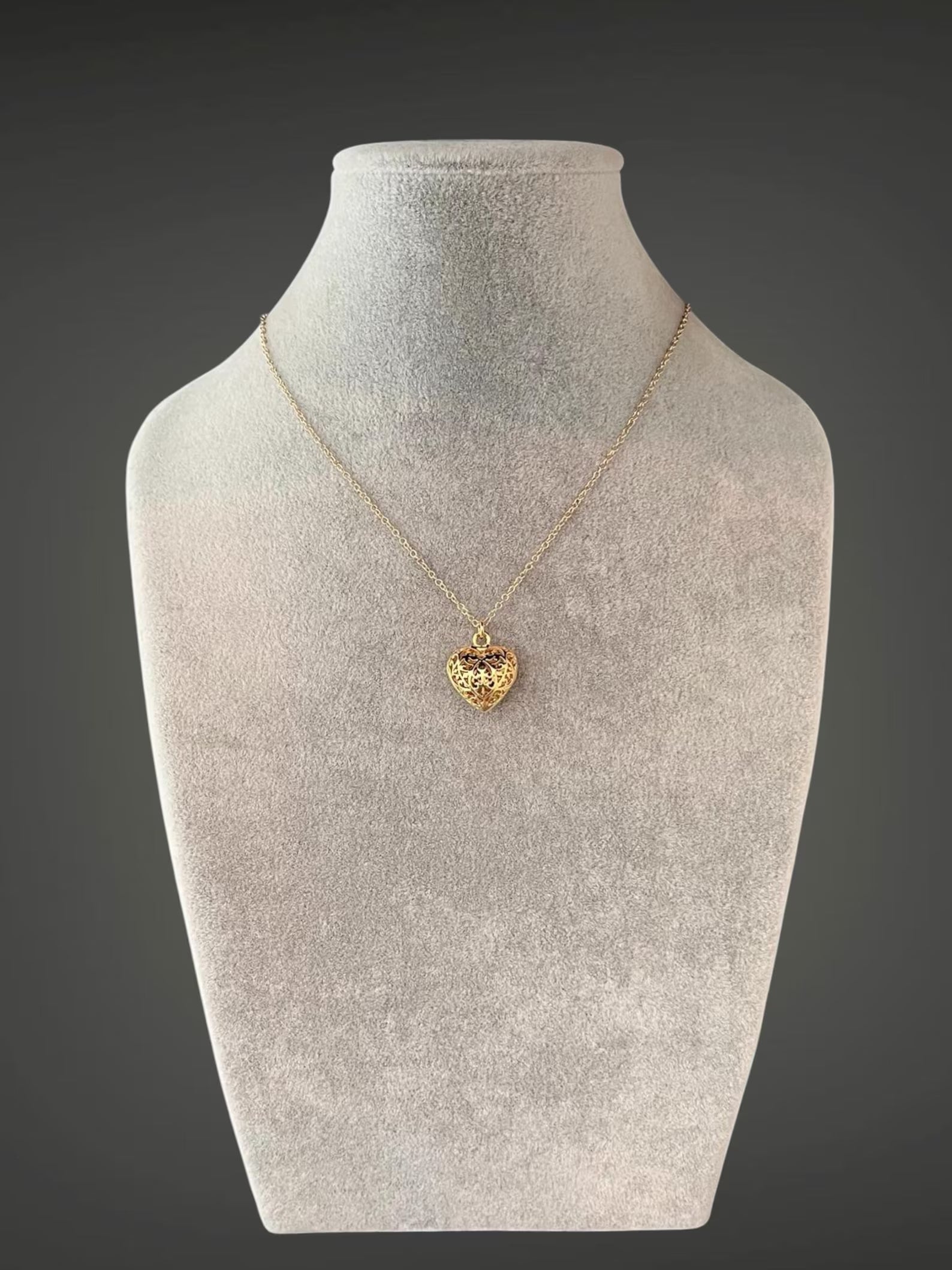 Gold Vermeil Filigree Heart Pendant Necklace