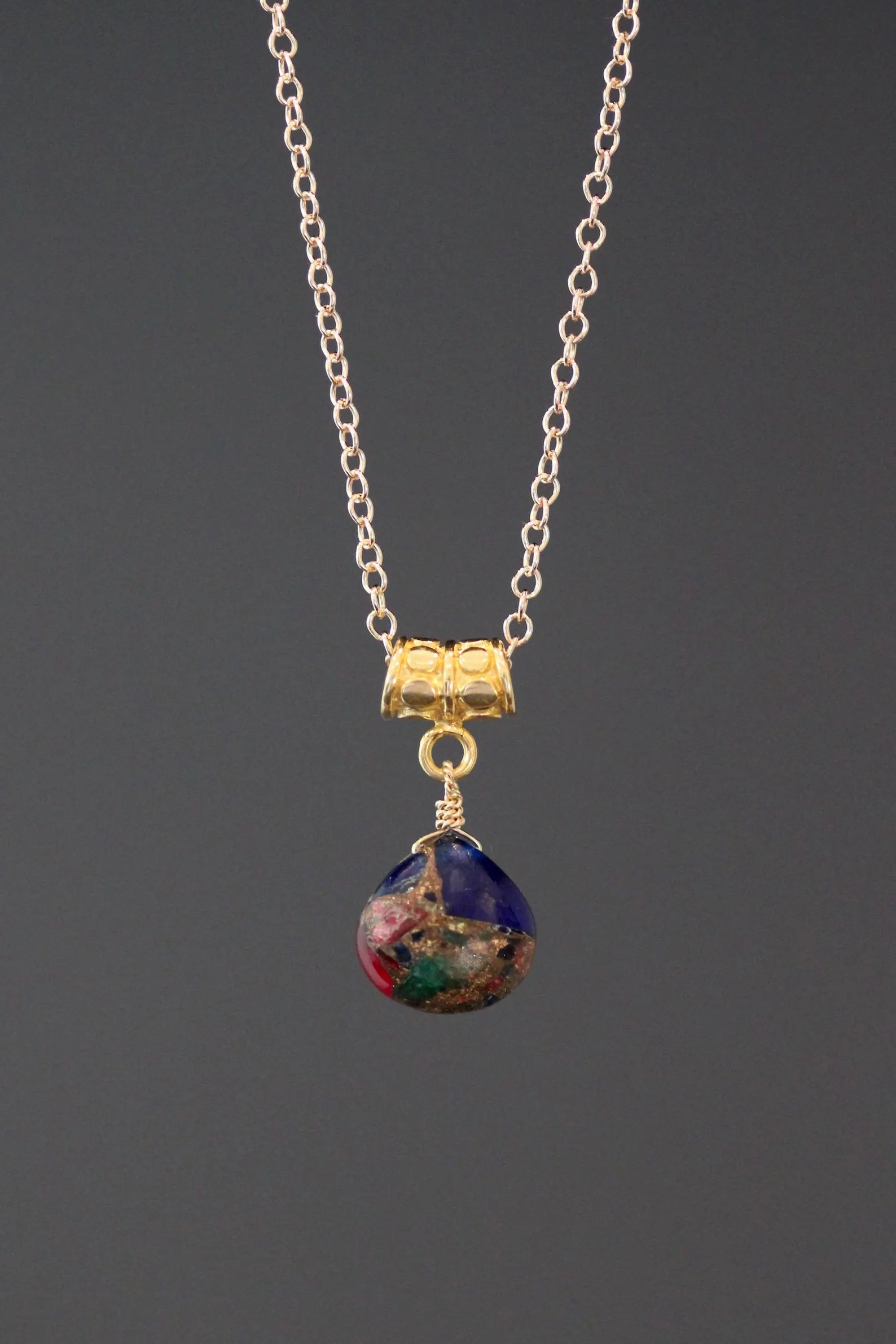 Mojave Copper Turquoise and Gold Pendant Necklace