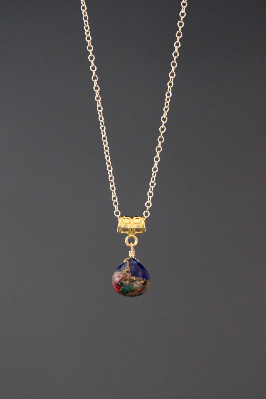 Mojave Copper Turquoise and Gold Pendant Necklace