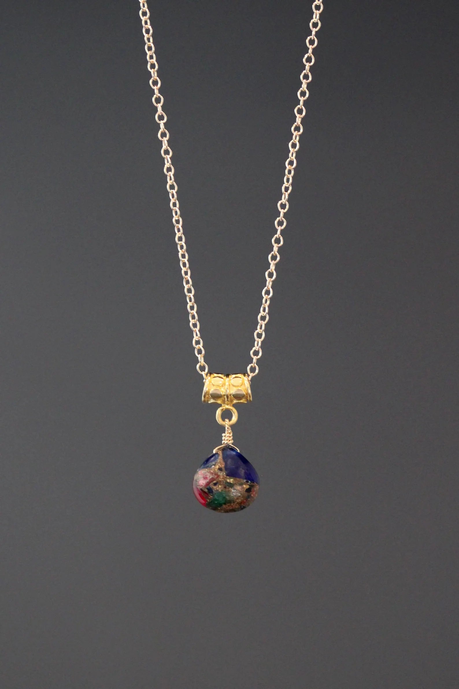 Mojave Copper Turquoise and Gold Pendant Necklace