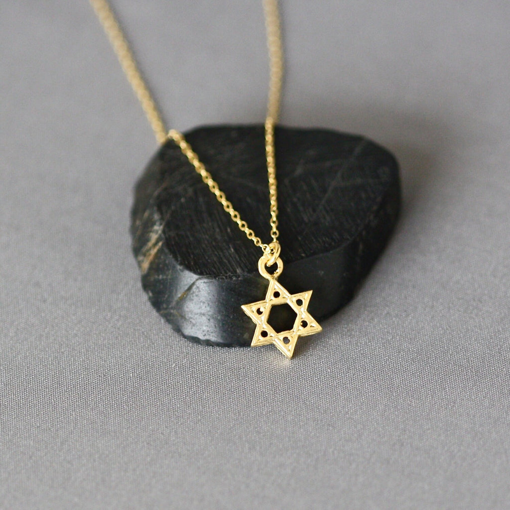 Star of David Pendant Necklace in Gold Vermeil on a Gold Filled Chain