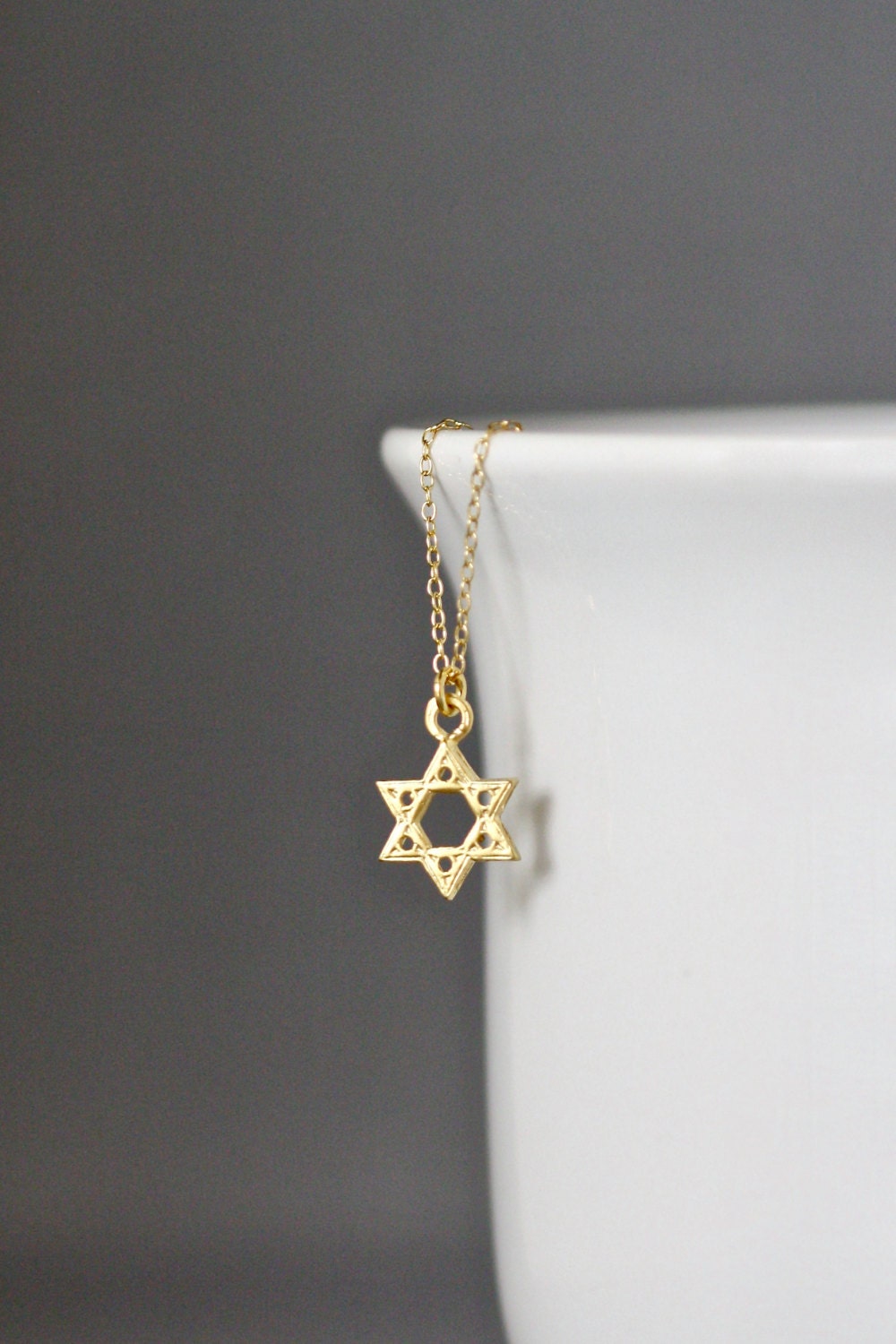 Star of David Pendant Necklace in Gold Vermeil on a Gold Filled Chain
