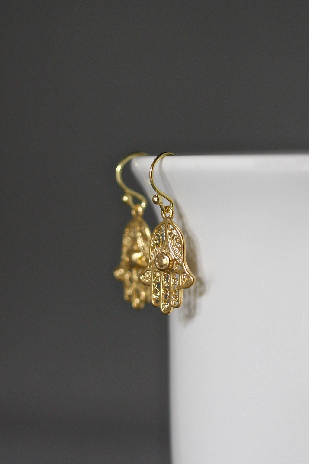 Gold Vermeil Hamsa Hand Dangle Earrings