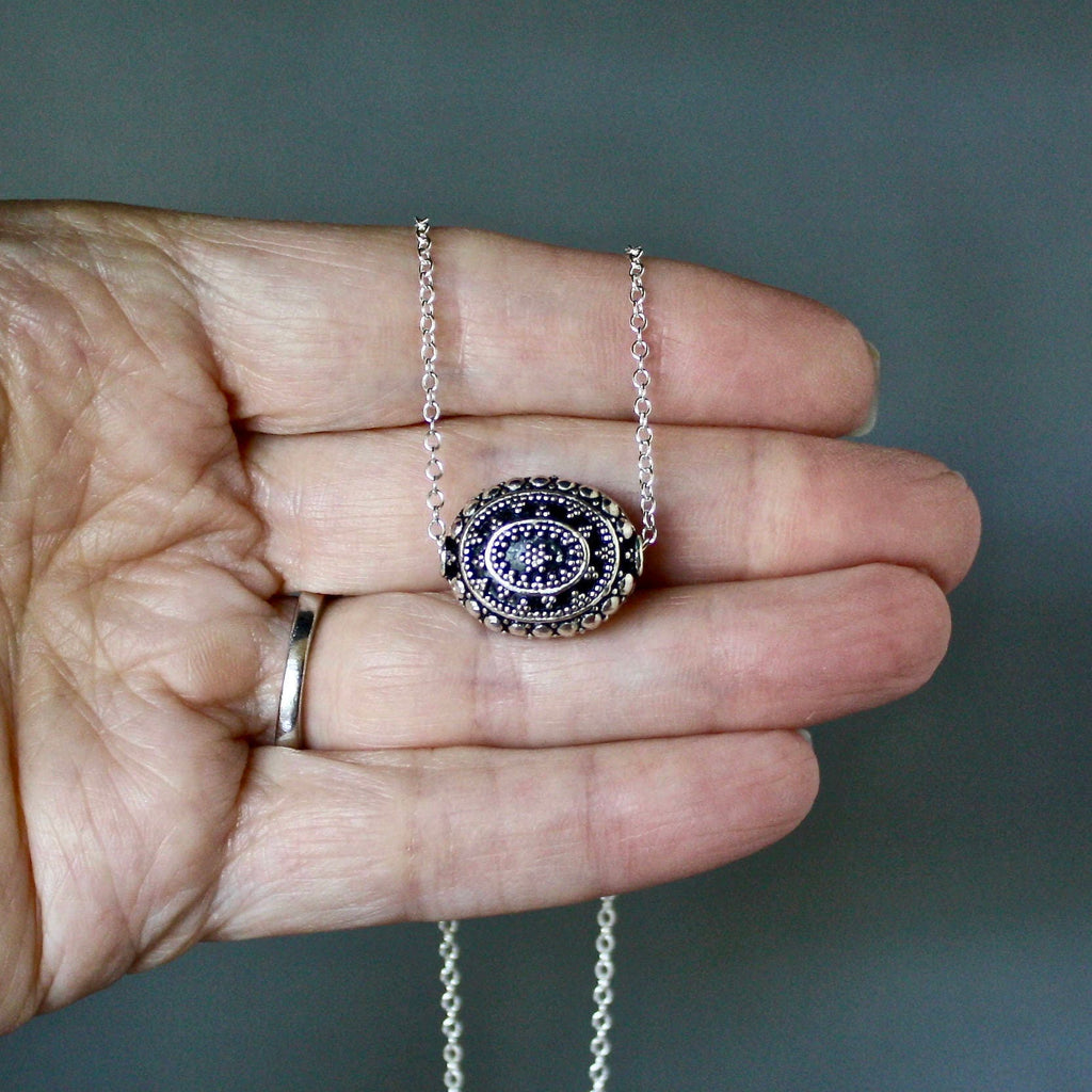 Bali Sterling Silver Filigree Bead Pendant Necklace