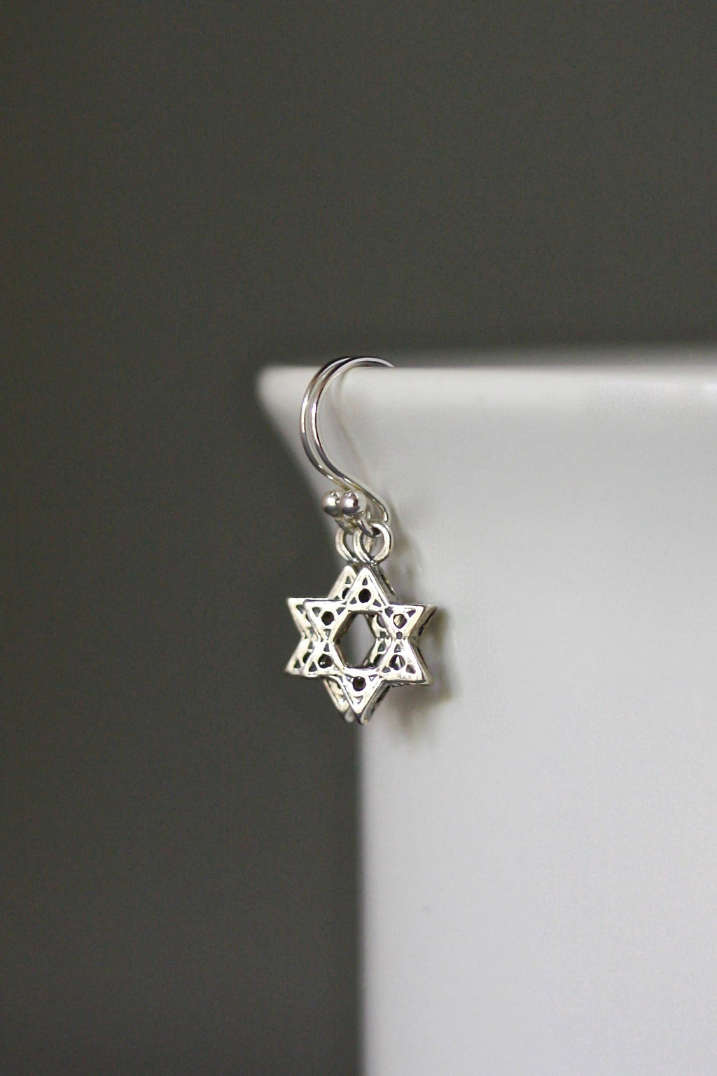 Bali Silver Star of David Dangle Earrings