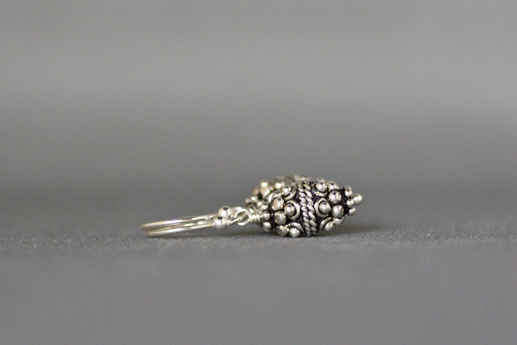 Bali Sterling Silver Triple Bead Dangle Earrings